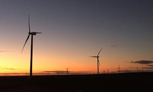 Wind turbines on Collgar Wind Farm near Merredin, Western Australia, on 22 June 2015. 