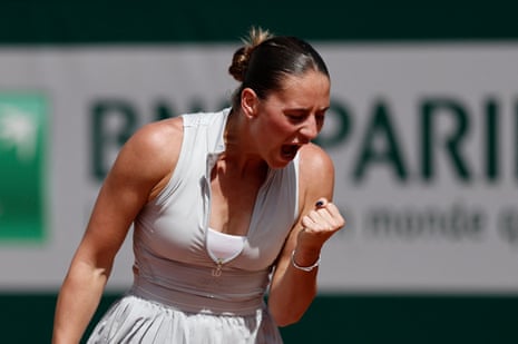 Marta Kostyuk reacts during her match against Oksana Selekhmeteva