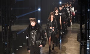 Versus models on the runway at London fashion week