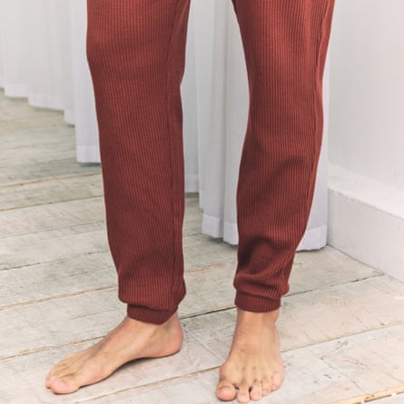 Chelsea Peers Waffle Long Jogger Lounge Bottoms in Rust.