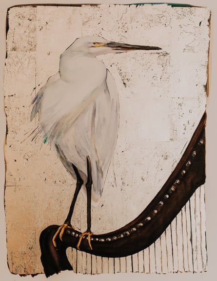 An illustration of an egret for the book The Lost Words.