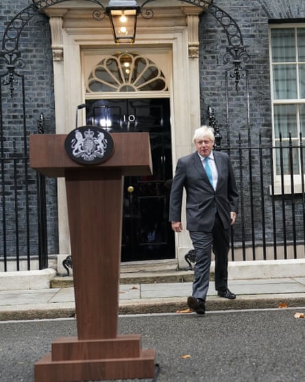 Larger than life … Boris Johnson’s lectern.