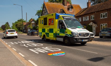 ambulance going along the road