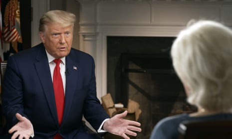 Donald Trump being interviewed by Lesley Stahl in the White House