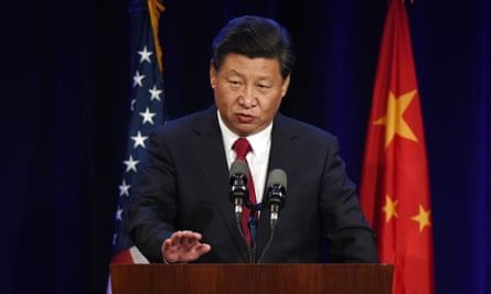 The Chinese president, Xi Jinping, speaks during his welcoming banquet at the Westin Hotel in Seattle, Washington.