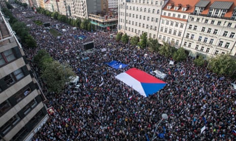 Demonstrators in Prague, Czech Republic