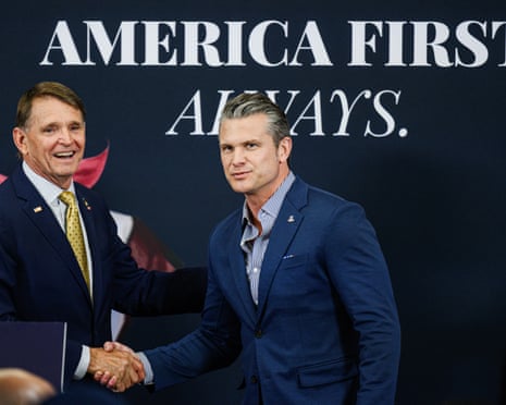 Ed Gallrein, left, with Pete Hegseth at their event last night in Hebron, Kentucky