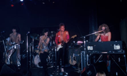 Prince’s backing band the Revolution performing in New York in 1980.