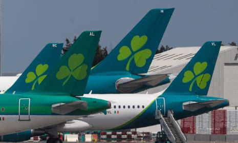 Aer Lingus planes in Dublin airport.