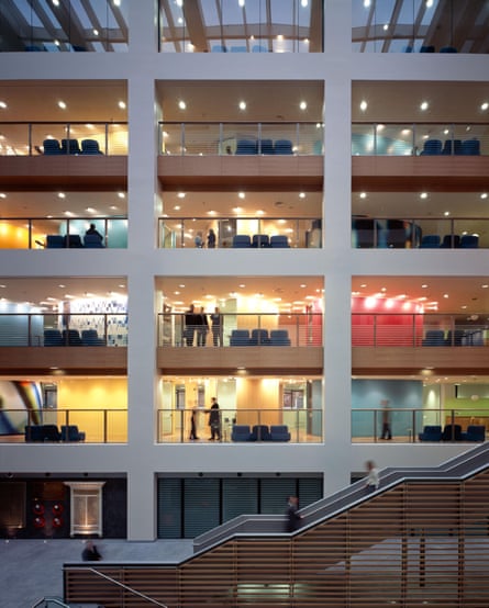 Central atrium of the Home Office building in Marsham Street, London, designed by Terry Farrell.