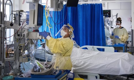 Nurses in an intensive care unit in London.