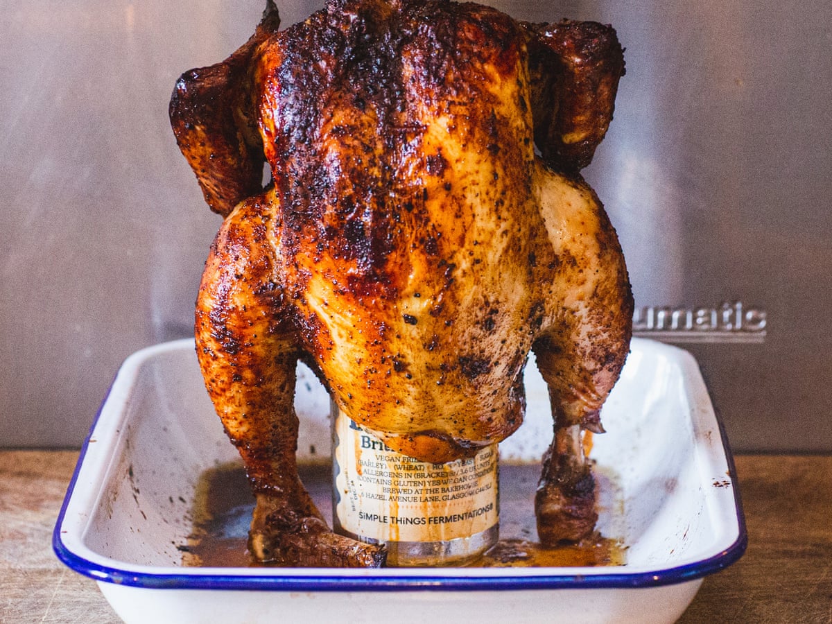 Cooked Chicken Beer Can Chicken Rub Recipe Oven Roast Chicken With