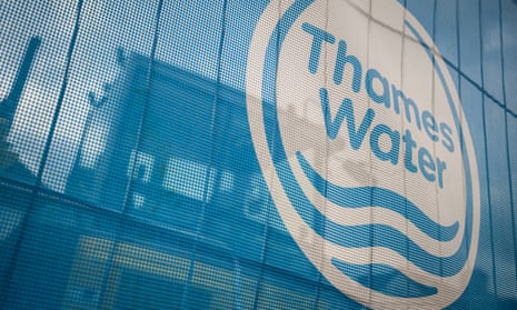 Thames Water  logo on some netting in front of maintenance work