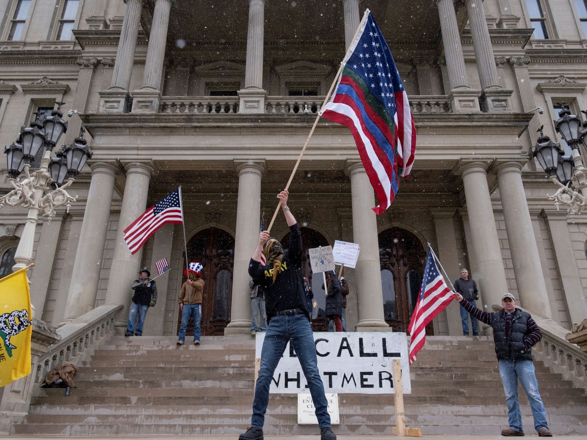 Protesters Chant Lock Her Up After Michigan Governor S Stay At Home Order Coronavirus The Guardian