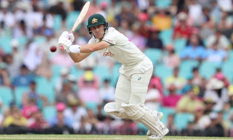 Marnus Labuschagne plays a shot on day two of the third Test between Australia and Pakistan at the Sydney Cricket Ground