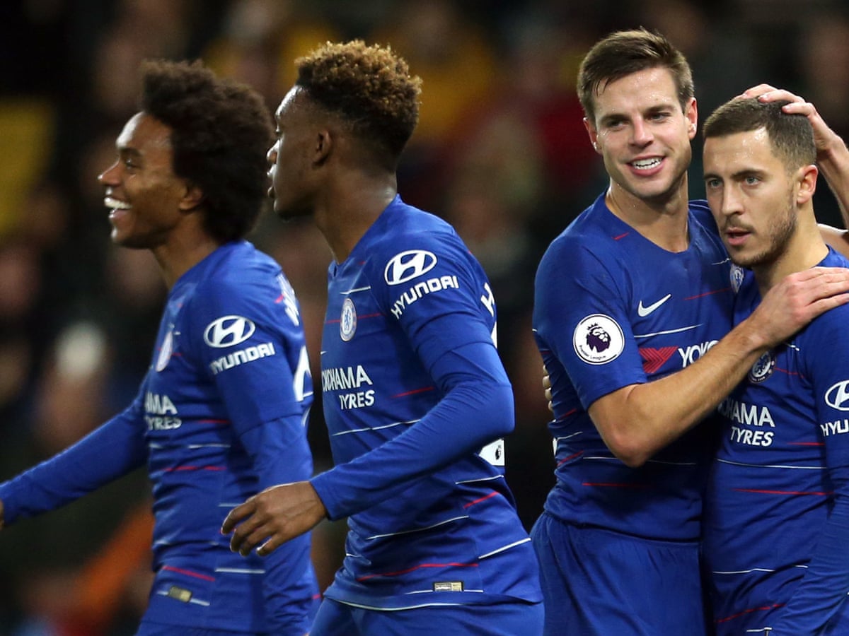 Chelsea S Eden Hazard Reaches Century Of Goals To Break Watford Resolve Premier League The Guardian
