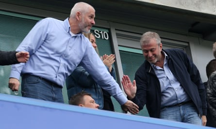 Chelsea’s owner, Roman Abramovich, right, pictured last year with his fellow director Eugene Tenenbaum, who was centrally involved in executing the Vitesse takeover.