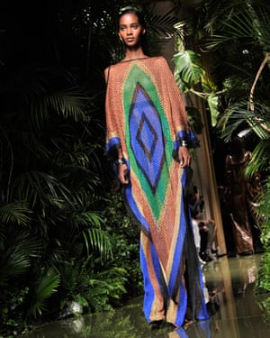 Tribal prints complemented the tropical-themed decor