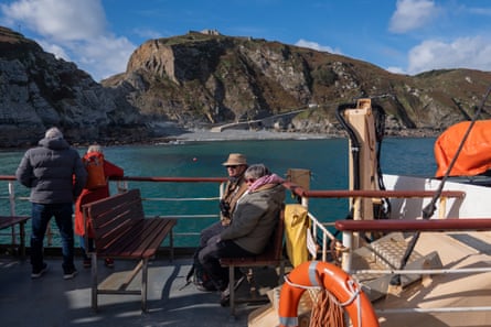 Visitors arriving at Lundy by boat.