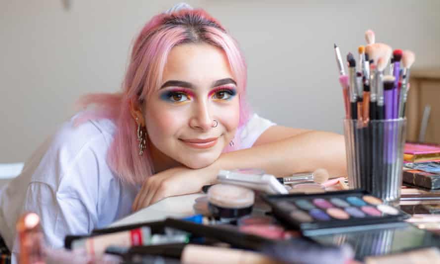 ‘It’s just art, but it’s on your face.’ Milly Provenzano, 16, at home.
