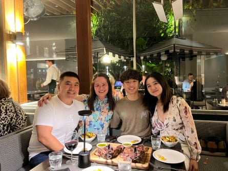 Gary Bong and his family at a restaurant