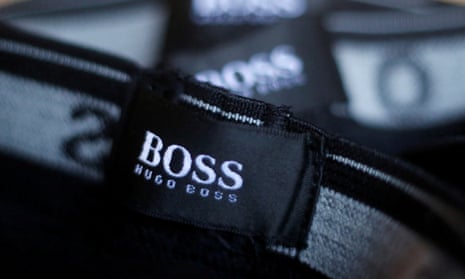 The logo of German fashion house Hugo Boss
