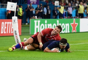 Stuart McInally touches down for Scotland’s ninth try.