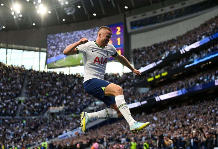 Eric Dier’s jumps for joy after heading Spurs into the lead.