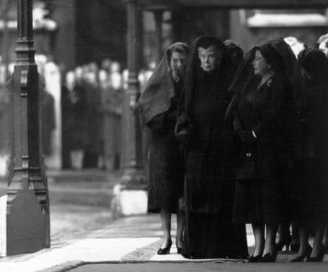 Three Queens In Mourning. Left to right: Queen Elizabeth, Queen Mary, and Queen Elizabeth the Queen Mother, widow of King George VI, 11th February 1952.