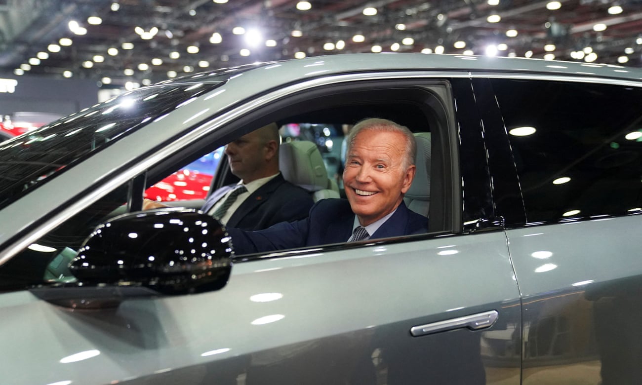 Joe Biden test-drives the Cadillac Lyriq SUV in Detroit. ‘It’s a beautiful car, but I love the Corvette,’ he said.