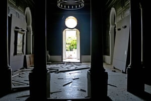 The damaged lobby of the museum