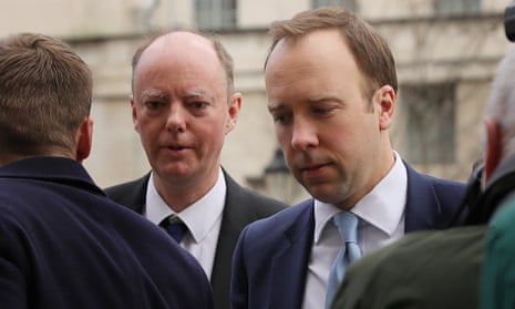 Matt Hancock and Chris Whitty pictured arriving for a  meeting at the Cabinet Office in London on 9 March 2020.
