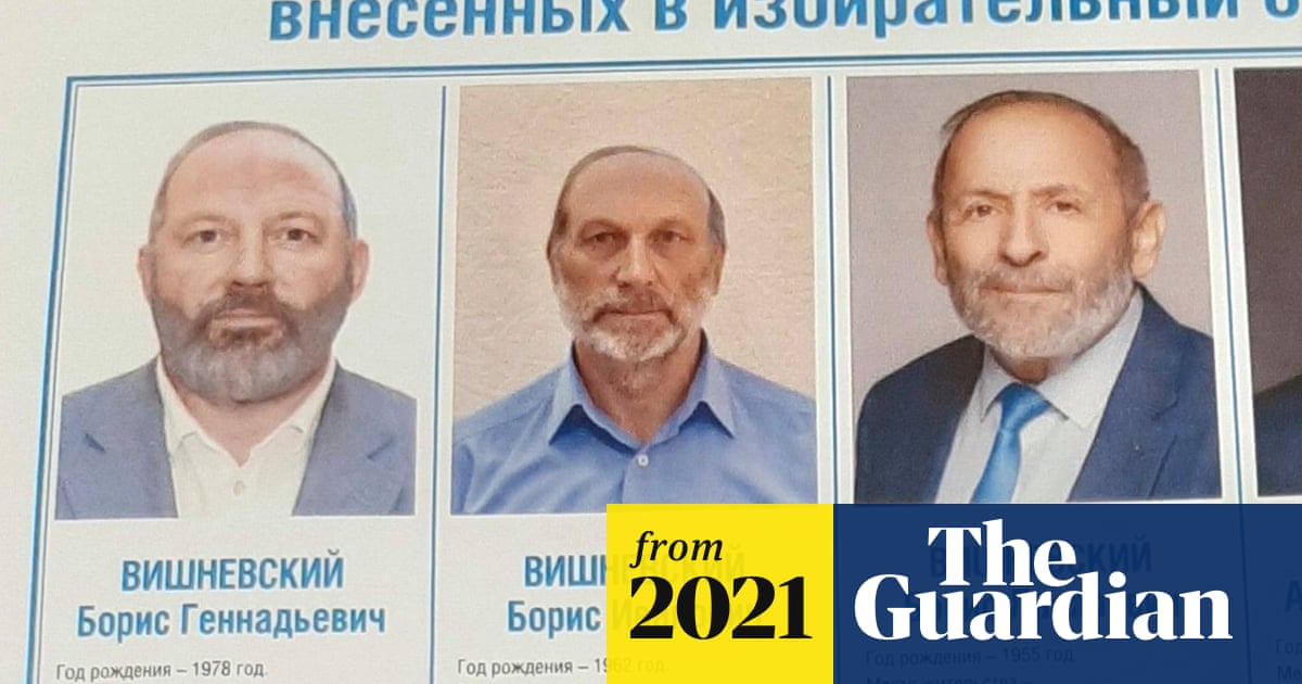 Three near-identical Boris Vishnevskys on St Petersburg election ballot