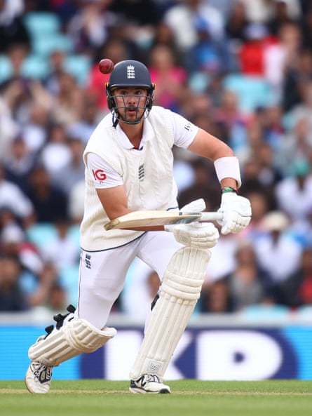 Josh Tongue batting at the Oval against India