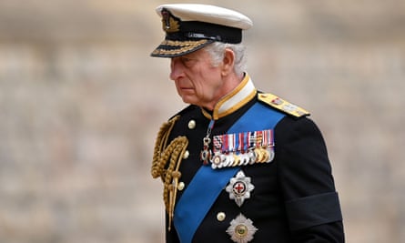 King Charles III at the committal service for Queen Elizabeth II at St George’s Chapel, Windsor Castle on 19 September.