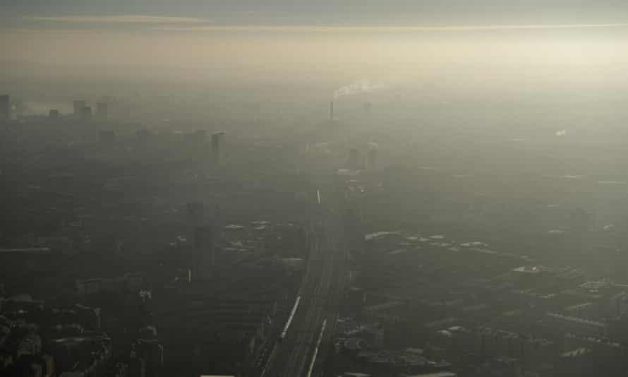 Pollution haze seen over south-east London from the shard in 2017.