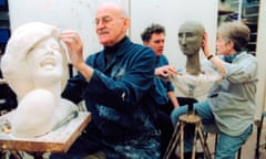 Adult Education students in a pottery/sculpture class with tutor at the Mary Ward Centre in London