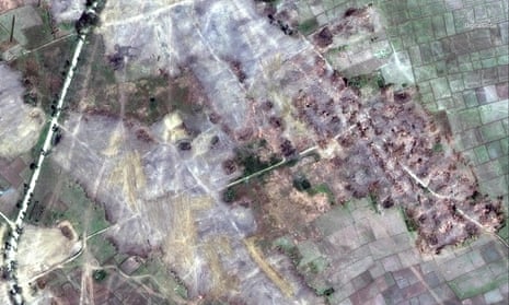 Satellite images of Rakhine state in December show dozens of empty villages and hamlets have been completely levelled by authorities