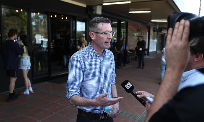 NSW premier Dominic Perrottet in Lismore after the release of the NSW floods report at Southern Cross University on Wednesday.