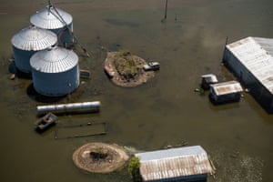 Backwater flooding surrounds a farm in Issaquena County.