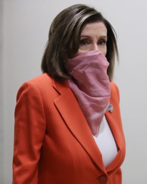 Nancy Pelosi covers up.