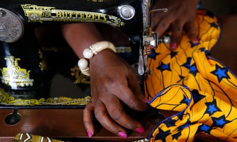 A woman using a sewing machine