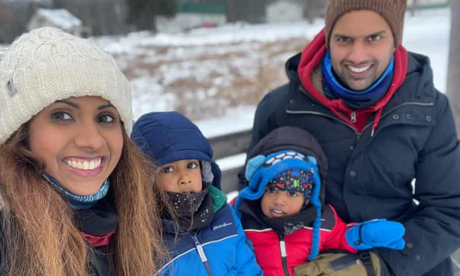 Sarah Arachchi and her family in the US.