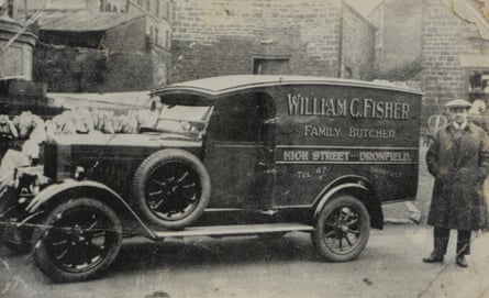Frank Fisher’s grandfather, William, with his butcher’s van, circa 1930s.