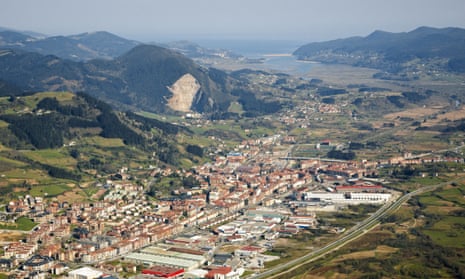 Aerial view of Guernica in the Basque country, Spain.