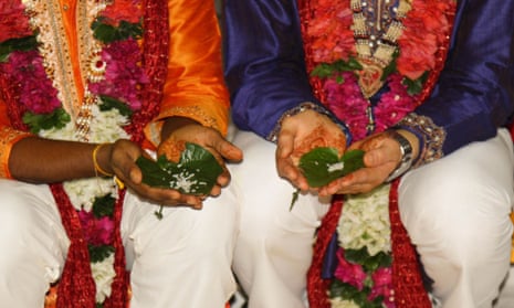 Kaushik and his partner at their secret Hindu wedding ceremony in Suva, Fiji. Some LGBTQ+ activists say equal marriage is not top of their agenda.