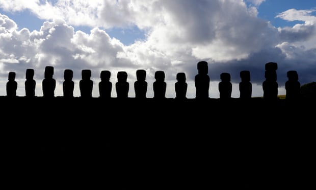 Moai statues at Ahu Tongariki, on Easter Island.