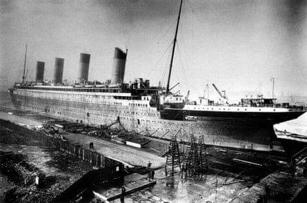 The RMS Titanic under construction circa 1909 - 1912.