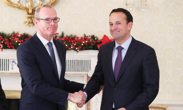 Simon Coveney (left) after being appointed Ireland’s deputy prime minister by Leo Varadkar (right), the premier