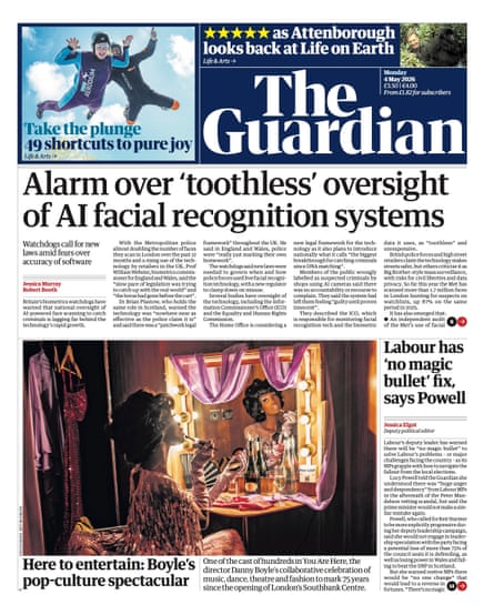 Guardian front page, Monday 4 May 2026